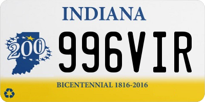 IN license plate 996VIR