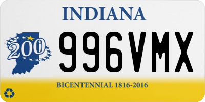 IN license plate 996VMX