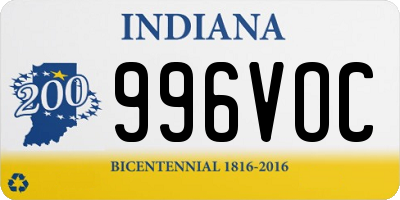 IN license plate 996VOC