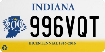 IN license plate 996VQT