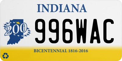 IN license plate 996WAC