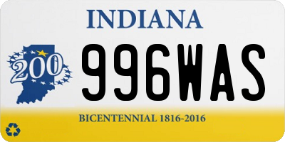 IN license plate 996WAS