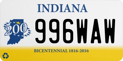 IN license plate 996WAW