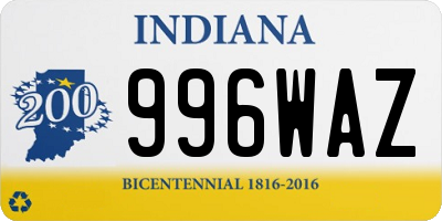 IN license plate 996WAZ
