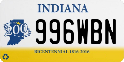IN license plate 996WBN