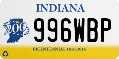 IN license plate 996WBP