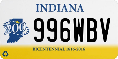 IN license plate 996WBV