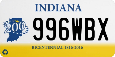 IN license plate 996WBX