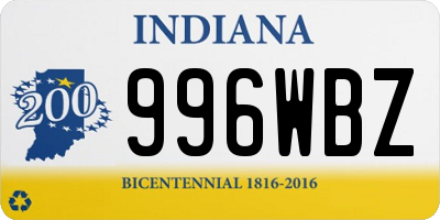 IN license plate 996WBZ