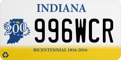 IN license plate 996WCR