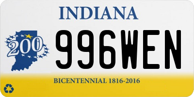 IN license plate 996WEN