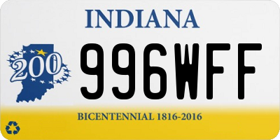 IN license plate 996WFF