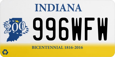 IN license plate 996WFW