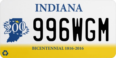 IN license plate 996WGM