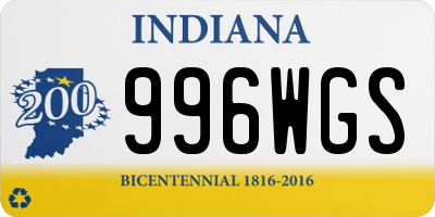 IN license plate 996WGS