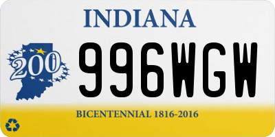 IN license plate 996WGW