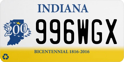 IN license plate 996WGX