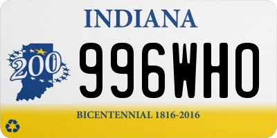 IN license plate 996WHO