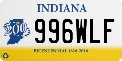 IN license plate 996WLF