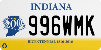 IN license plate 996WMK