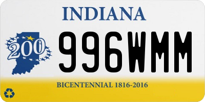 IN license plate 996WMM