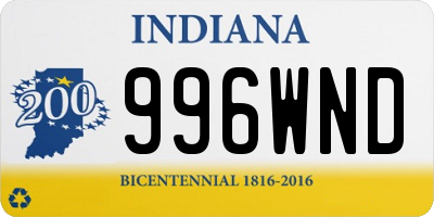 IN license plate 996WND