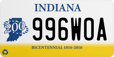 IN license plate 996WOA