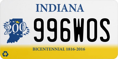 IN license plate 996WOS