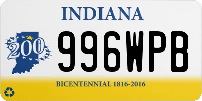 IN license plate 996WPB