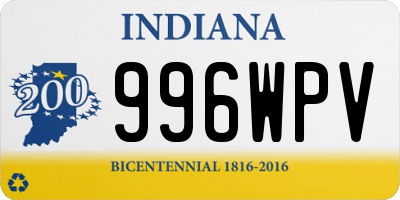 IN license plate 996WPV