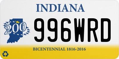 IN license plate 996WRD