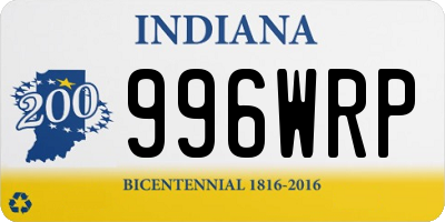 IN license plate 996WRP