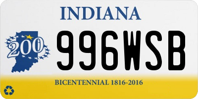 IN license plate 996WSB