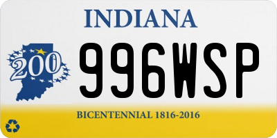 IN license plate 996WSP