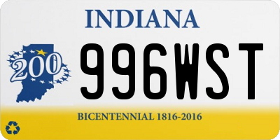 IN license plate 996WST