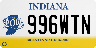 IN license plate 996WTN