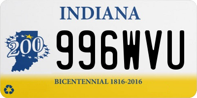 IN license plate 996WVU