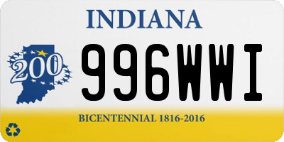 IN license plate 996WWI