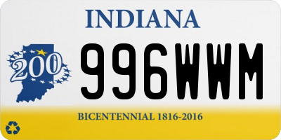 IN license plate 996WWM