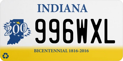 IN license plate 996WXL