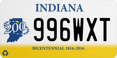 IN license plate 996WXT