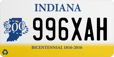 IN license plate 996XAH