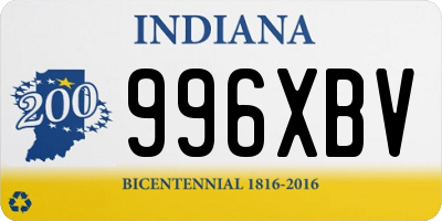 IN license plate 996XBV