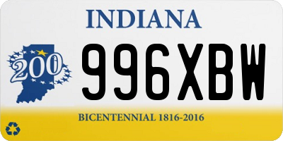 IN license plate 996XBW