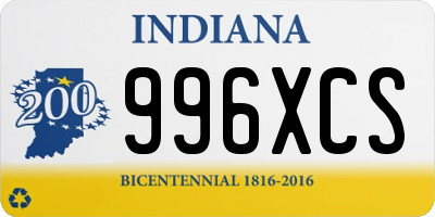 IN license plate 996XCS