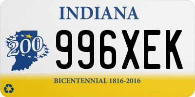 IN license plate 996XEK