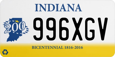 IN license plate 996XGV