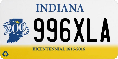 IN license plate 996XLA