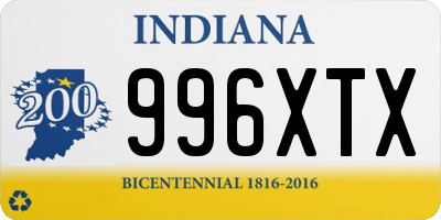 IN license plate 996XTX