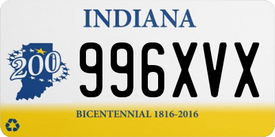 IN license plate 996XVX